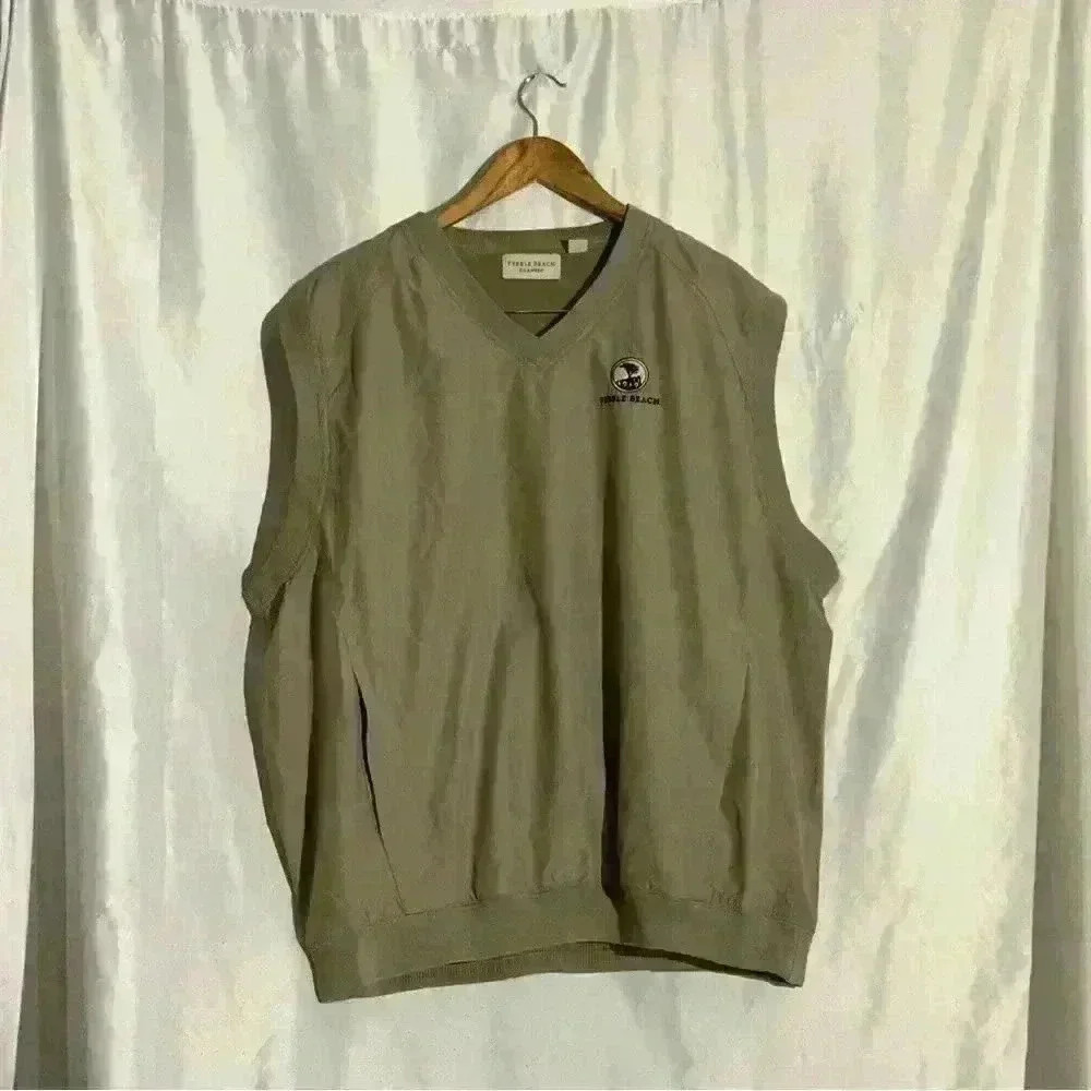 Pebble Beach Classic Vest Men's Size Large Tan Water and Wind Resistant